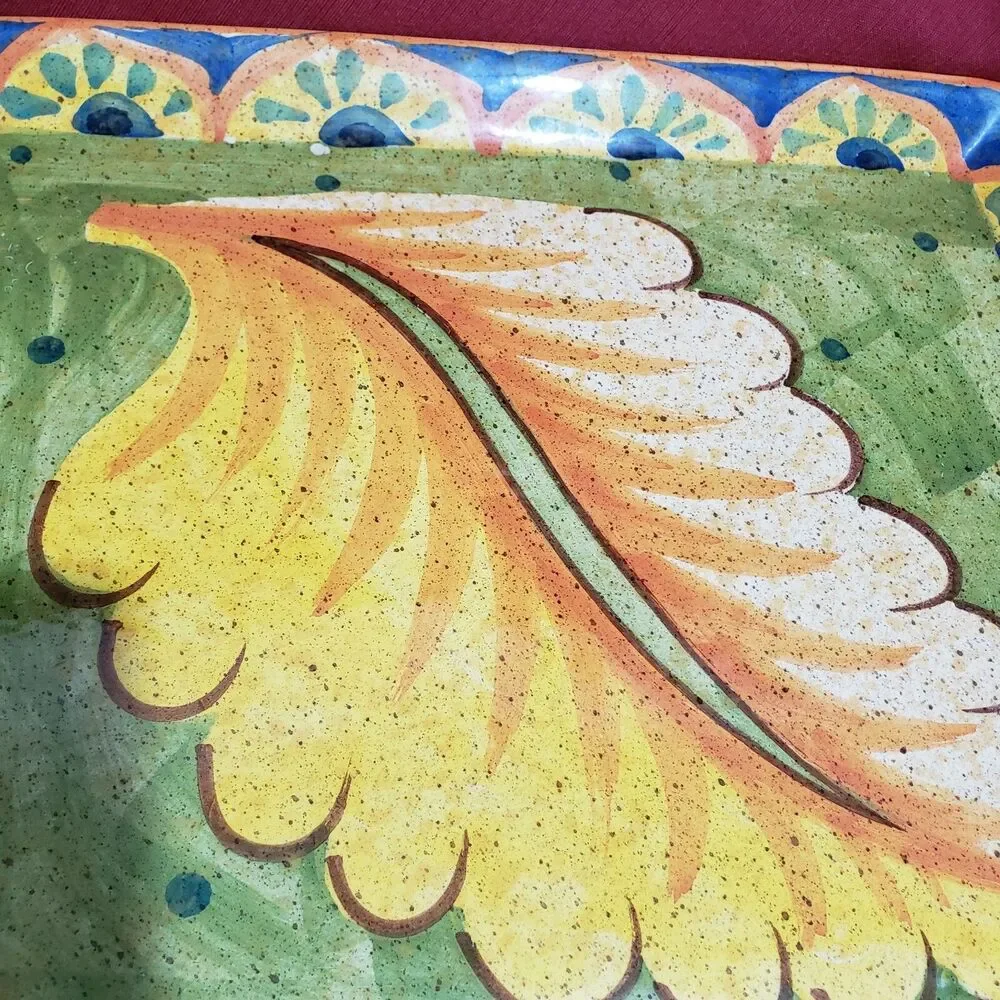 Archer Anita Mary Bellini Piu Italy Made Multicolor ceramic Tray Handles 14